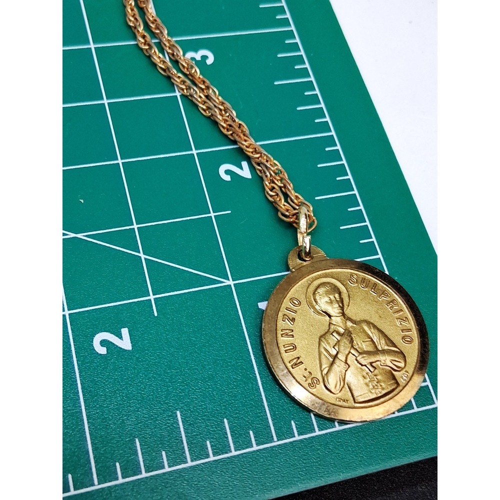 Catholic Saint Nunzio Sulprizio Gold Tone Religious‎ Medal Pendant Necklace